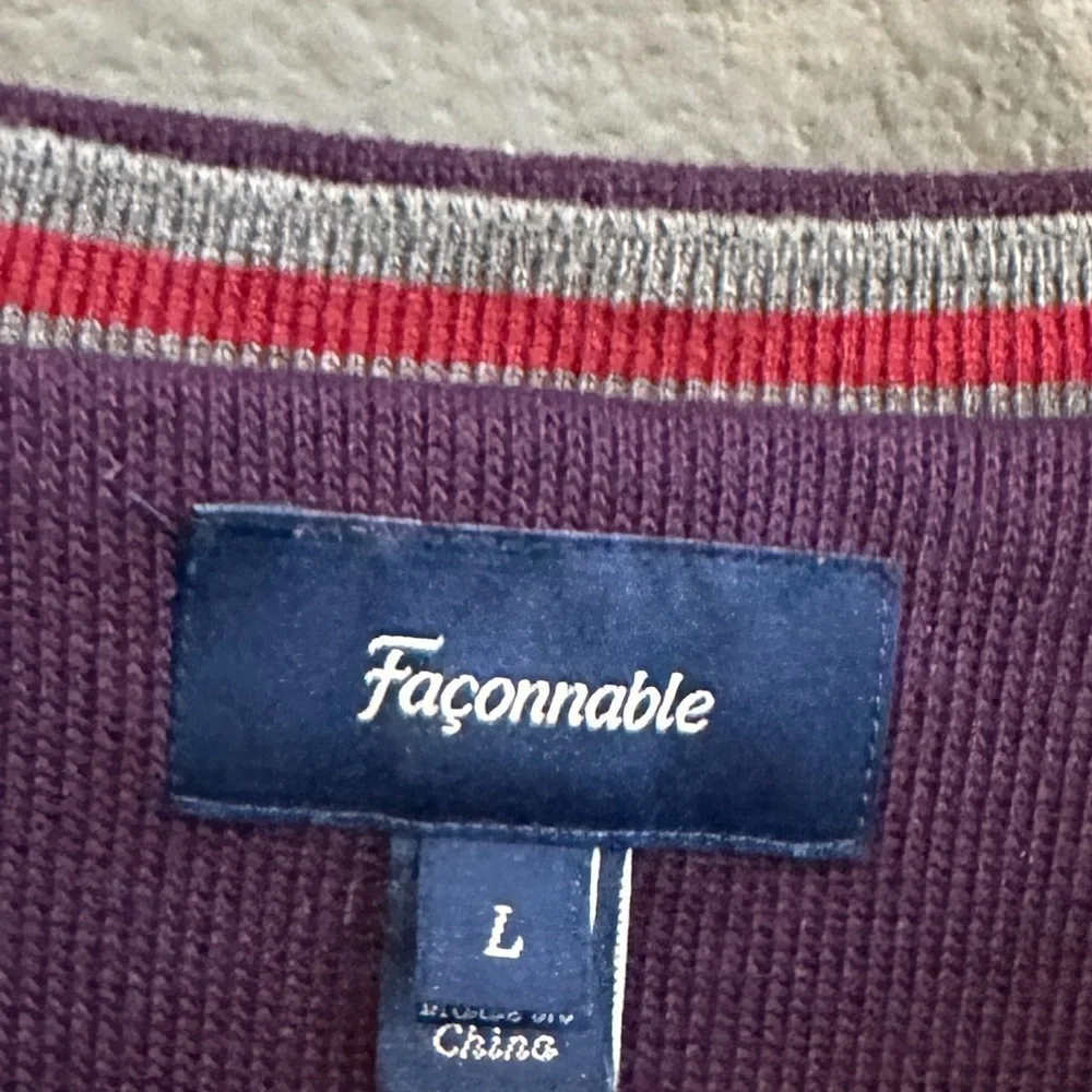 Faconnable Men’s purple eggplant Crewneck Sweatshirt Pullover 100% Cotton Size L